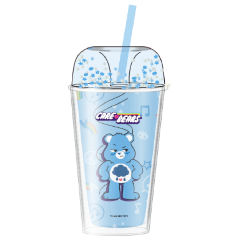 Care Bears Collection Double Wall Plastic Tumbler With Straw Blue