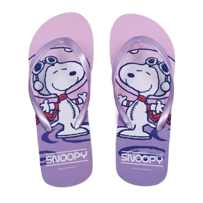 Snoopy The Little Space Explorer Purple Women's Flip Flops Size 35-36
