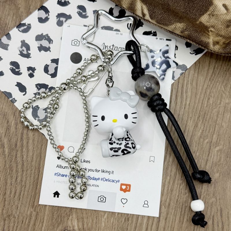 Sanrio Hello Kitty & Friends Hello Kitty Leopard Black & Grey Sitting Figure Pendant