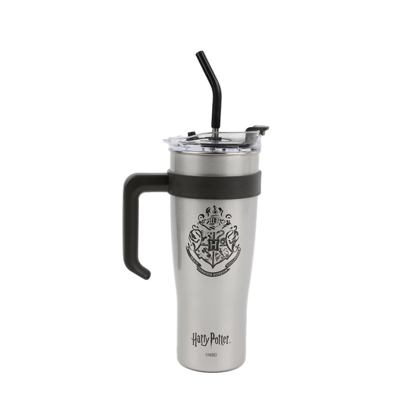 Harry Potter Hogwarts Silver Single Wall Steel Tumbler With Handle 1.6l