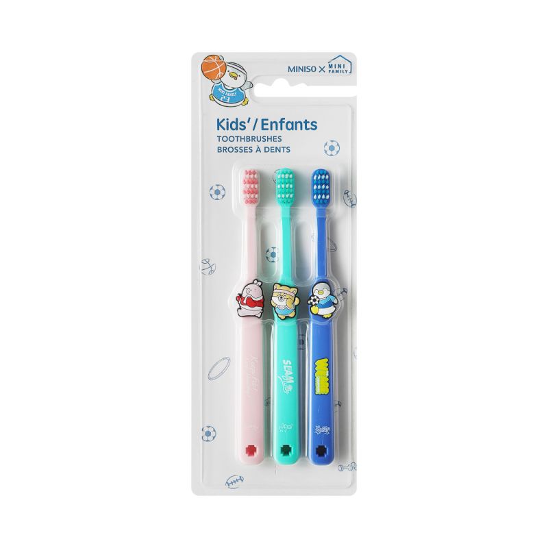 Mini Family Sports Character 3 Pack Kids Toothbrush