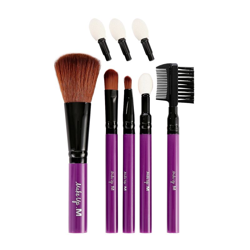Purple 5-Piece Makeup Brush Set with Eyeshadow Applicator Tips