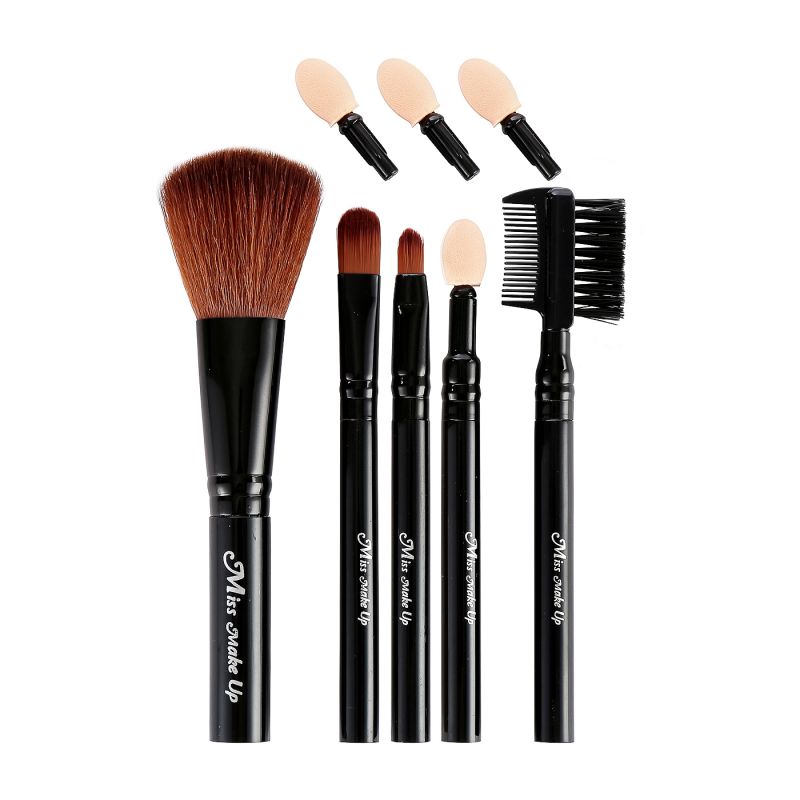 Black 5-Piece Makeup Brush Set with Eyeshadow Applicator Tips