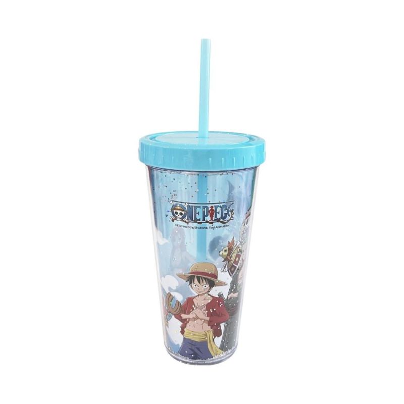 One Piece Classic Collection Double Wall Plastic Tumbler & Straw 420ml