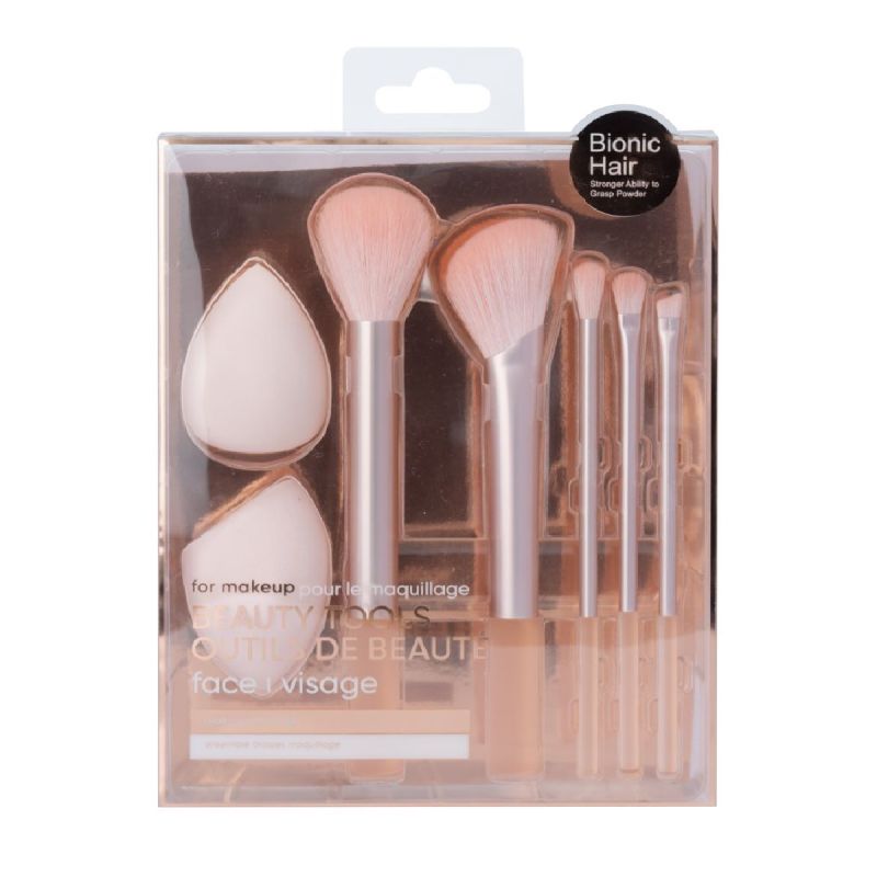 Makeup Brush & Sponge Set 7 Pieces Pink