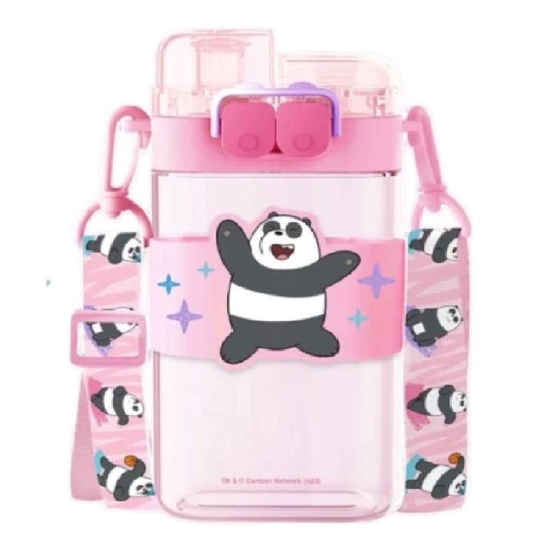 We Bare Bears Panda Bear Music Festival Plastic Water Bottle With Strap 560ml