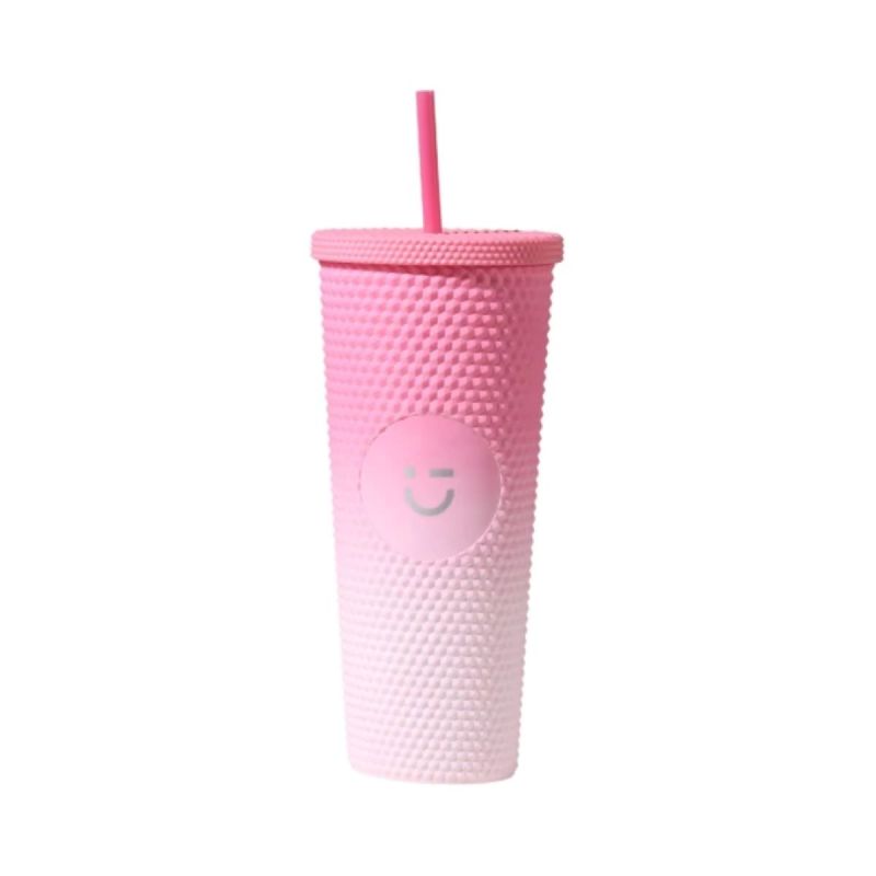 MINISO Sweet Funk Studded Plastic Tumbler & Straw 700ml