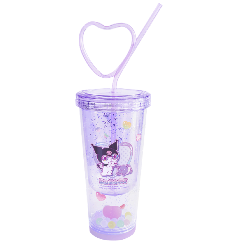 Sanrio Sweet Factory Kuromi Heart Double Wall Plastic Tumbler 440ml