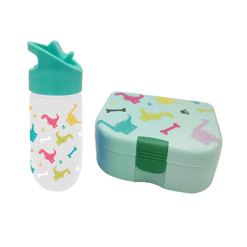 MINISO Dinosaur Series Green Bento Box & Water Bottle Set