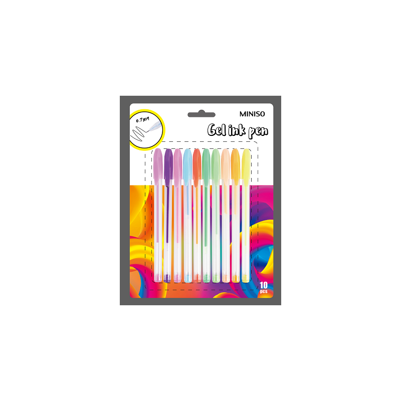 Gel Pen with Cap (10 Pack, Colored)