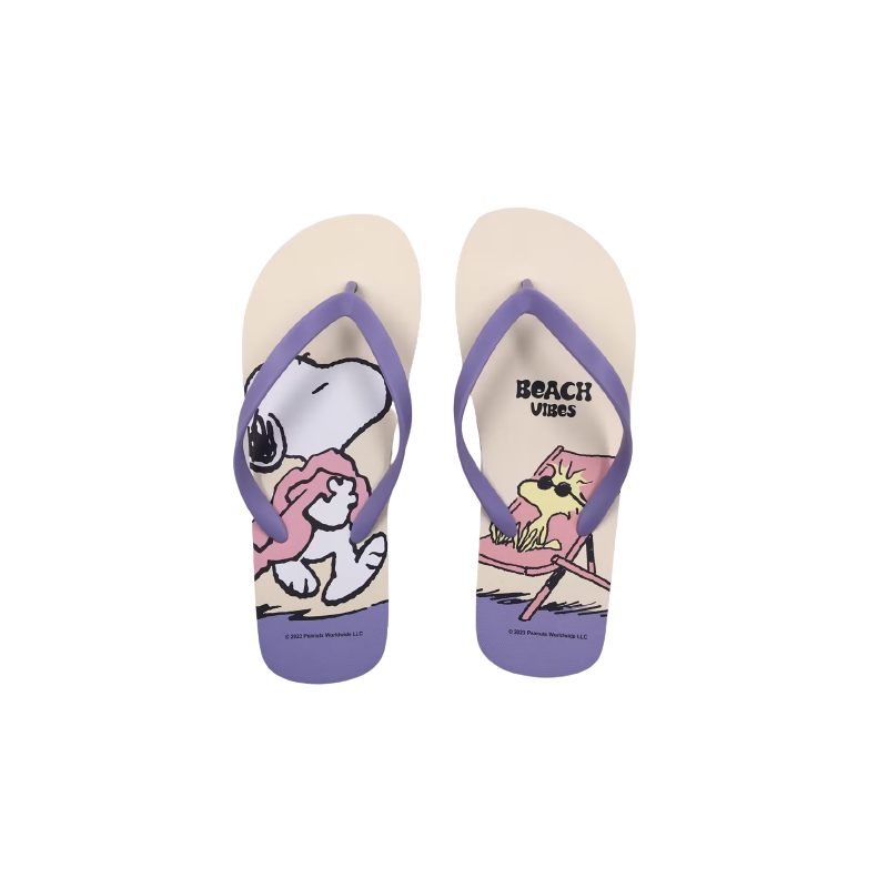 Snoopy Summer Travel Collection Women's Purple Flip-Flops Size 35-36
