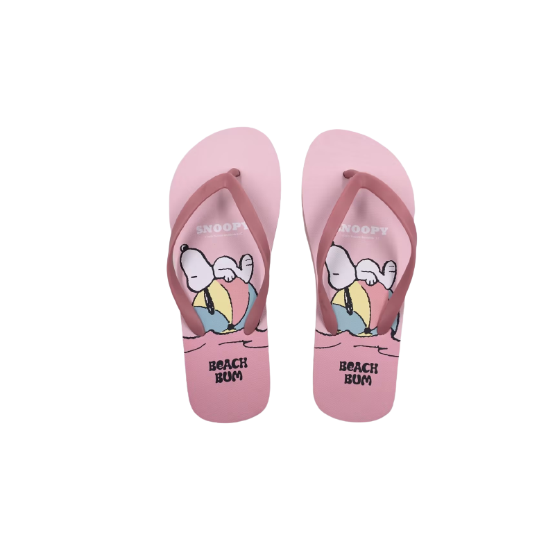 Snoopy Summer Travel Collection Women's Pink Flip-Flops Size 35-36