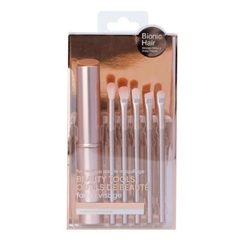 Portable Eye Makeup Pink 5 Piece Brush Set With Holder