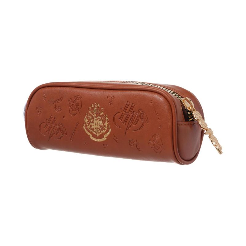 Harry Potter Brown Hogwarts Embossed Gold Stamp Stationery Case