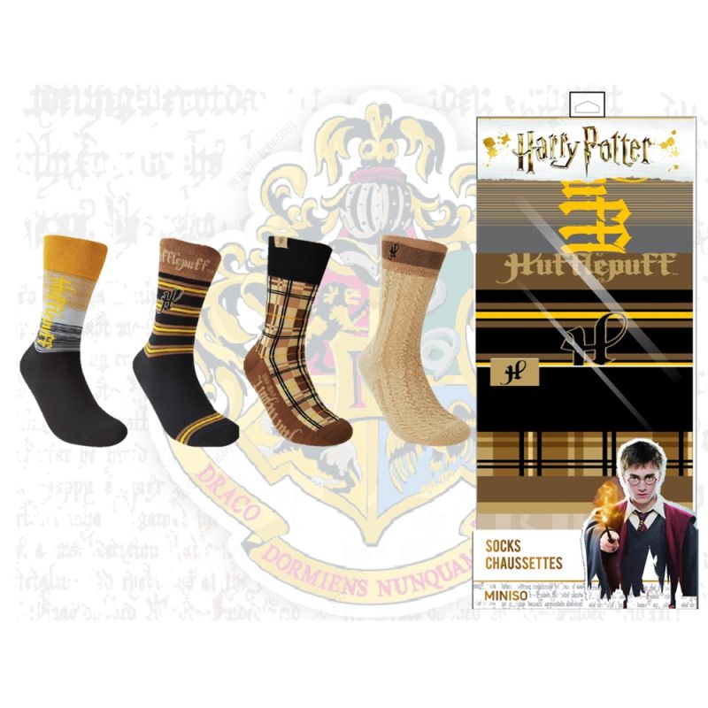 Harry Potter Hufflepuff 4 Pairs Crew Socks in Box