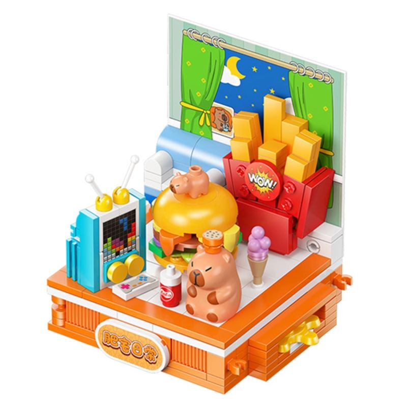 MINISO Toys Capybara Fast Food Building Blocks Set