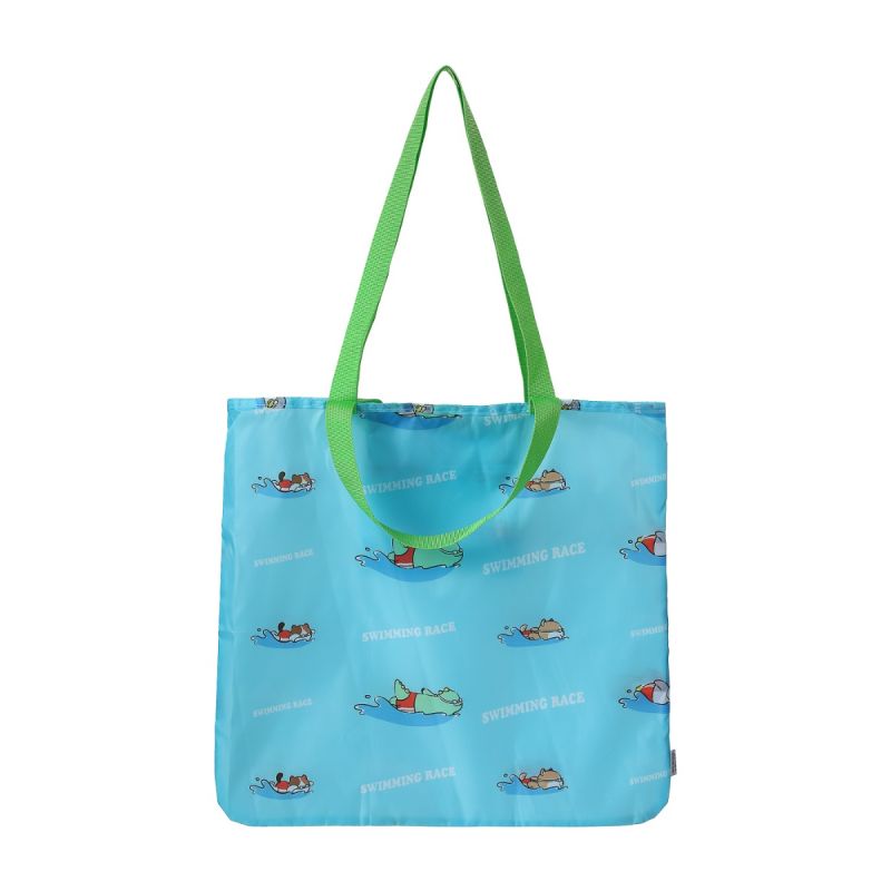 Mini Family Swimming Race Blue Shopping Bag