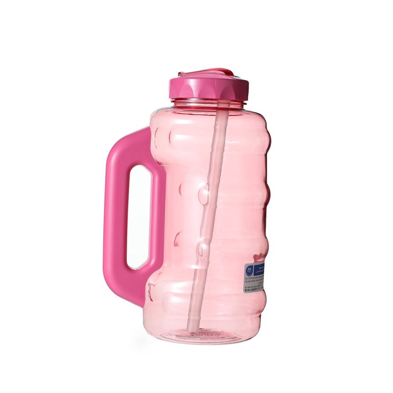 Large Capacity Cool Water Bottle with Straw and Handle 1850ml Rose Red