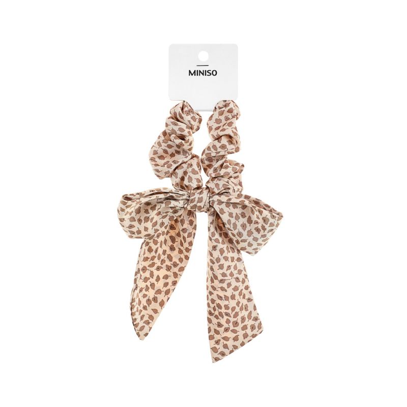 Printed Light Pink Bow - Hair Tie 