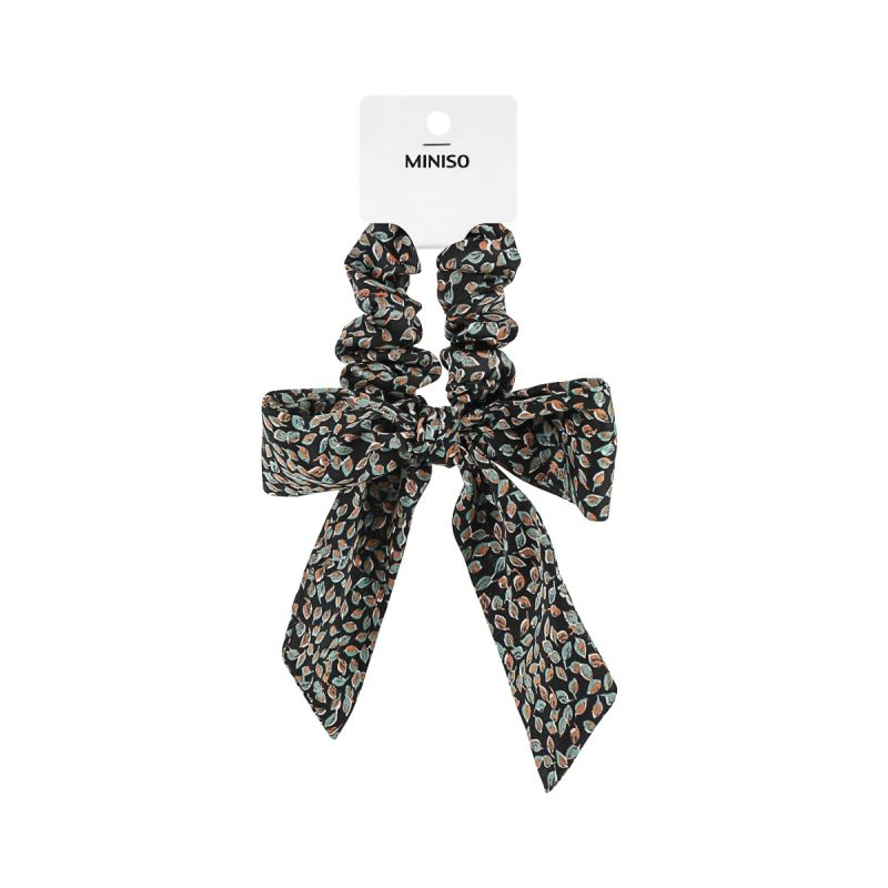 Printed Dark Green Bow - Hair Tie 