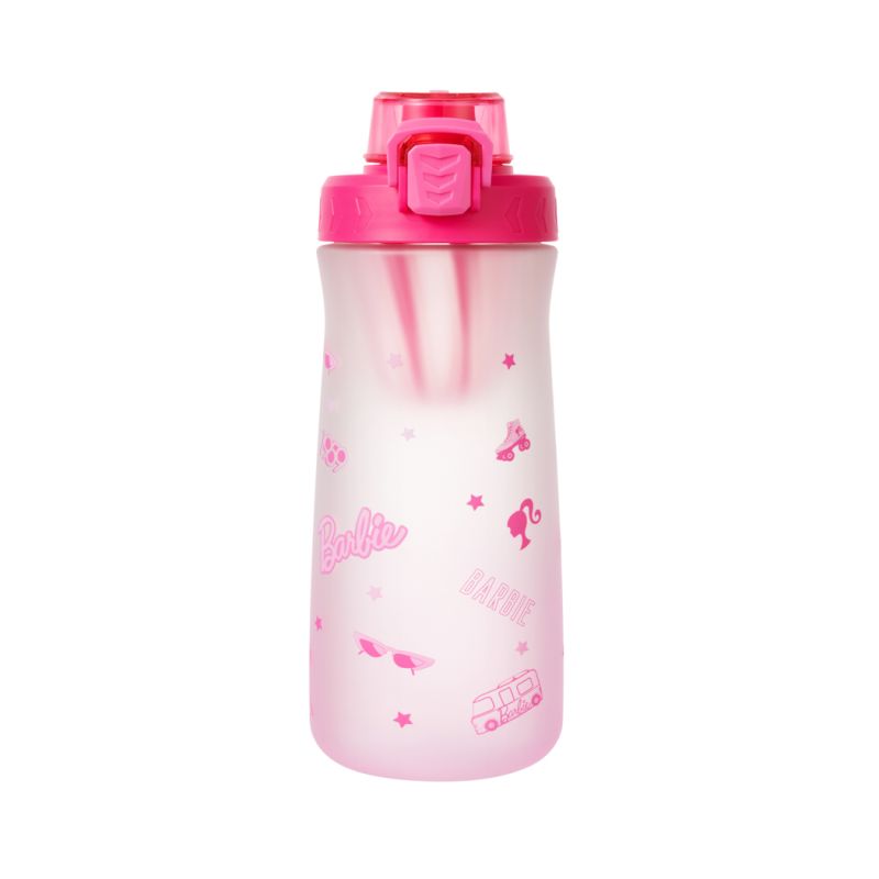 Barbie Collection Plastic Bottle with One-Touch Flip Top Lid (Rosy)