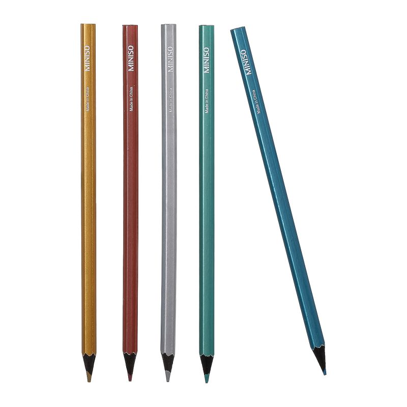 MINISO 5 Pack Metallic Colouring Pencils