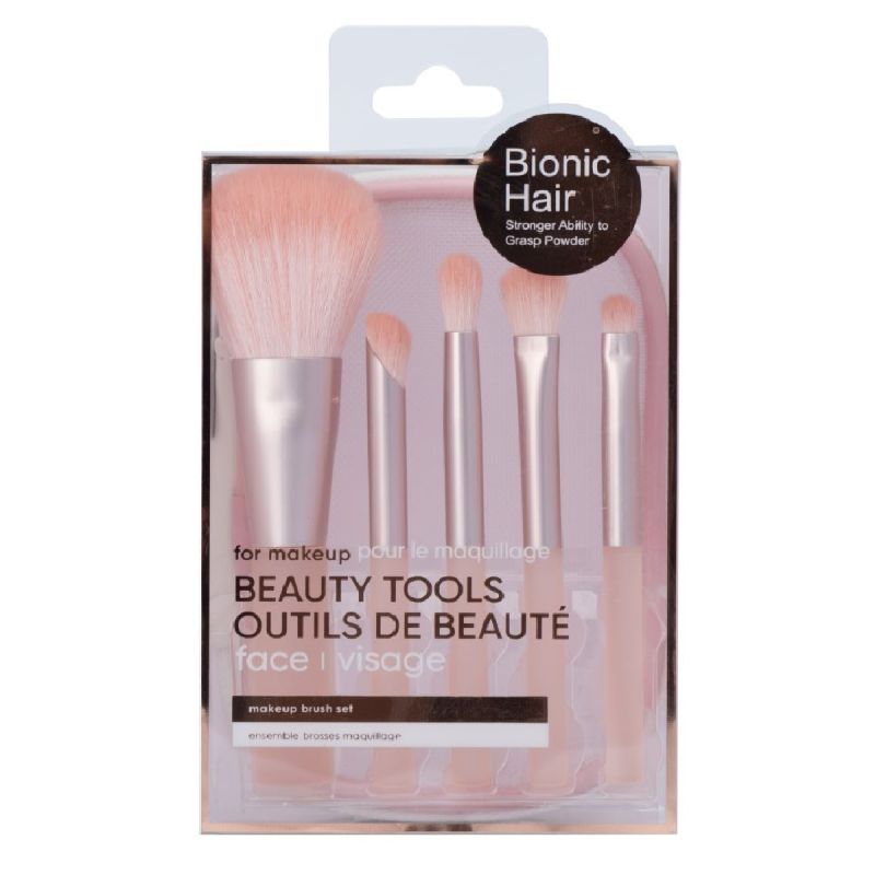 Makeup Brush Set with Storage Bag 5 Pieces Pink