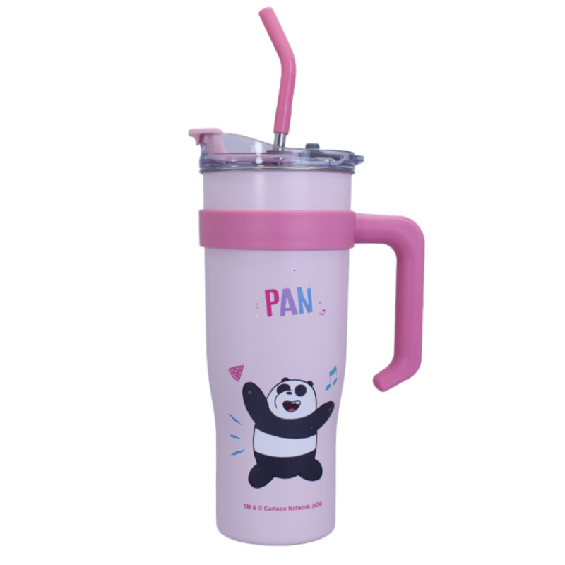 We Bare Bears Panda Seaside Music Festival Single Wall Steel Tumbler with Handle 1.6L