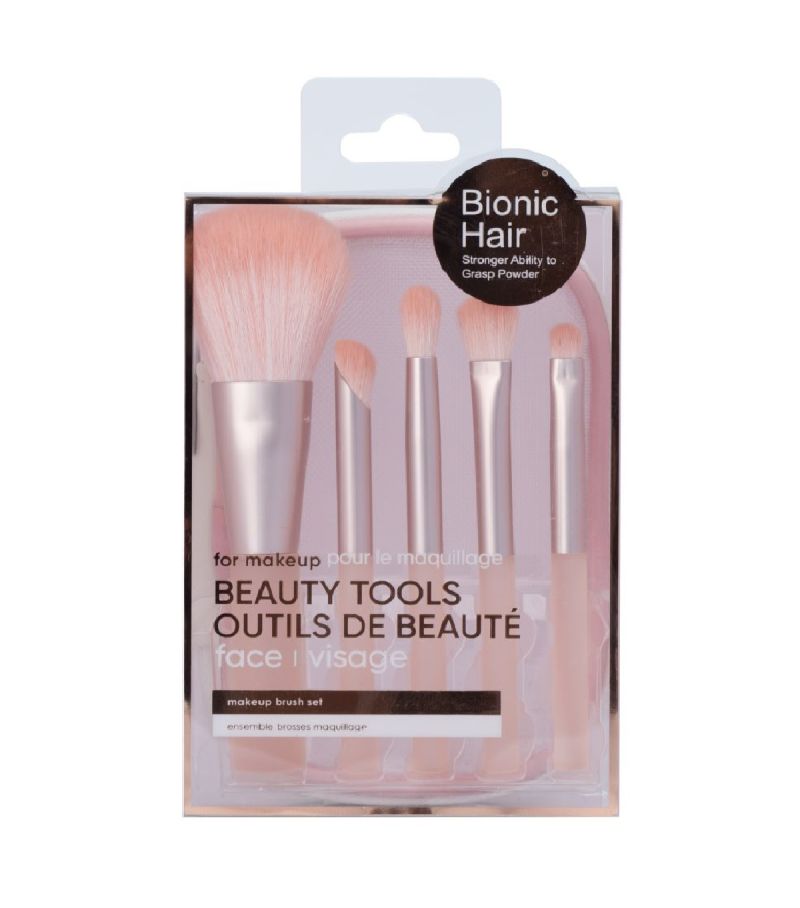Makeup Brush Set with Storage Bag 5 Pieces Pink