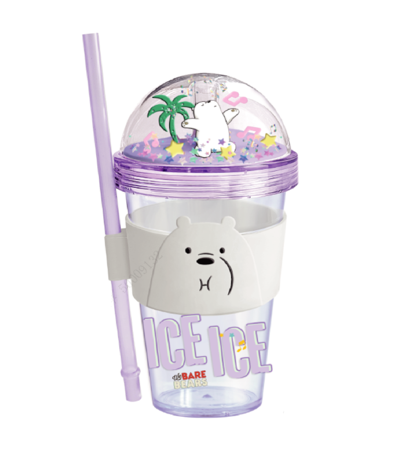 We Bare Bears Ice Bear Seaside Music Festival Glitter Plastic Tumbler 420ml