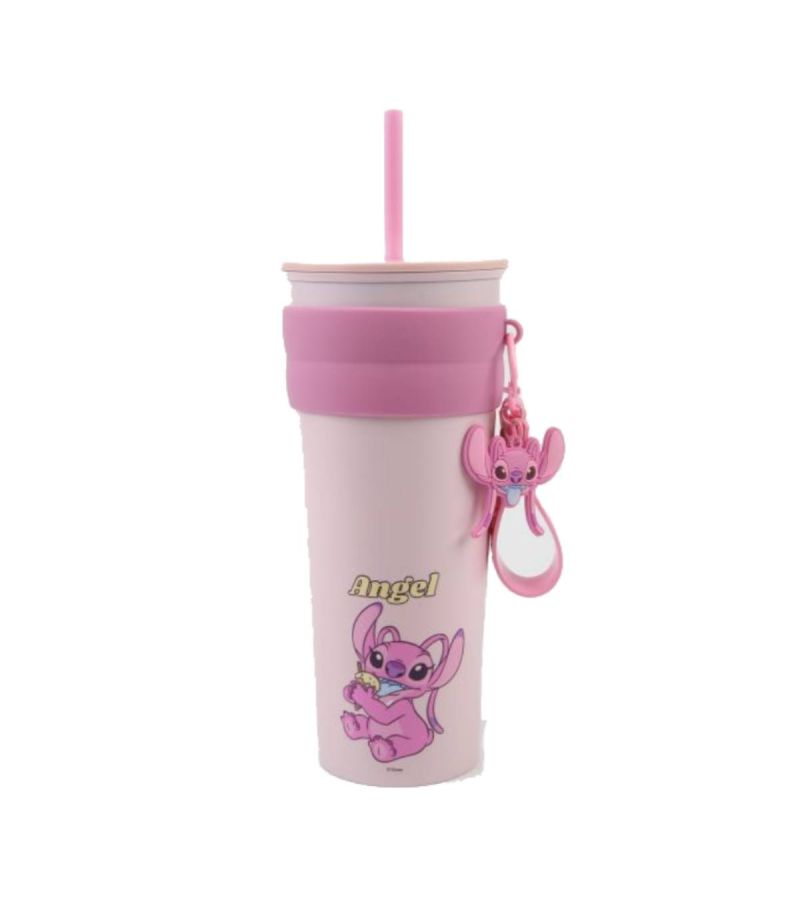 Disney Lilo & Stitch Collection Stainless Steel Tumber with Pendant and Straw 800ml(Angel)