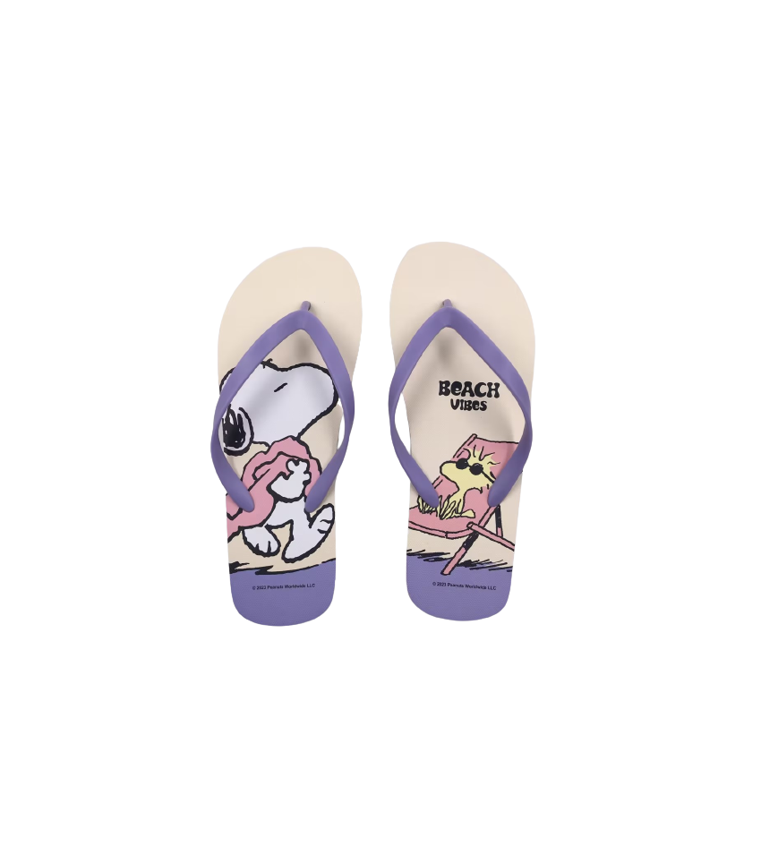 Snoopy Summer Travel Collection Women's Purple Flip-Flops Size 35-36