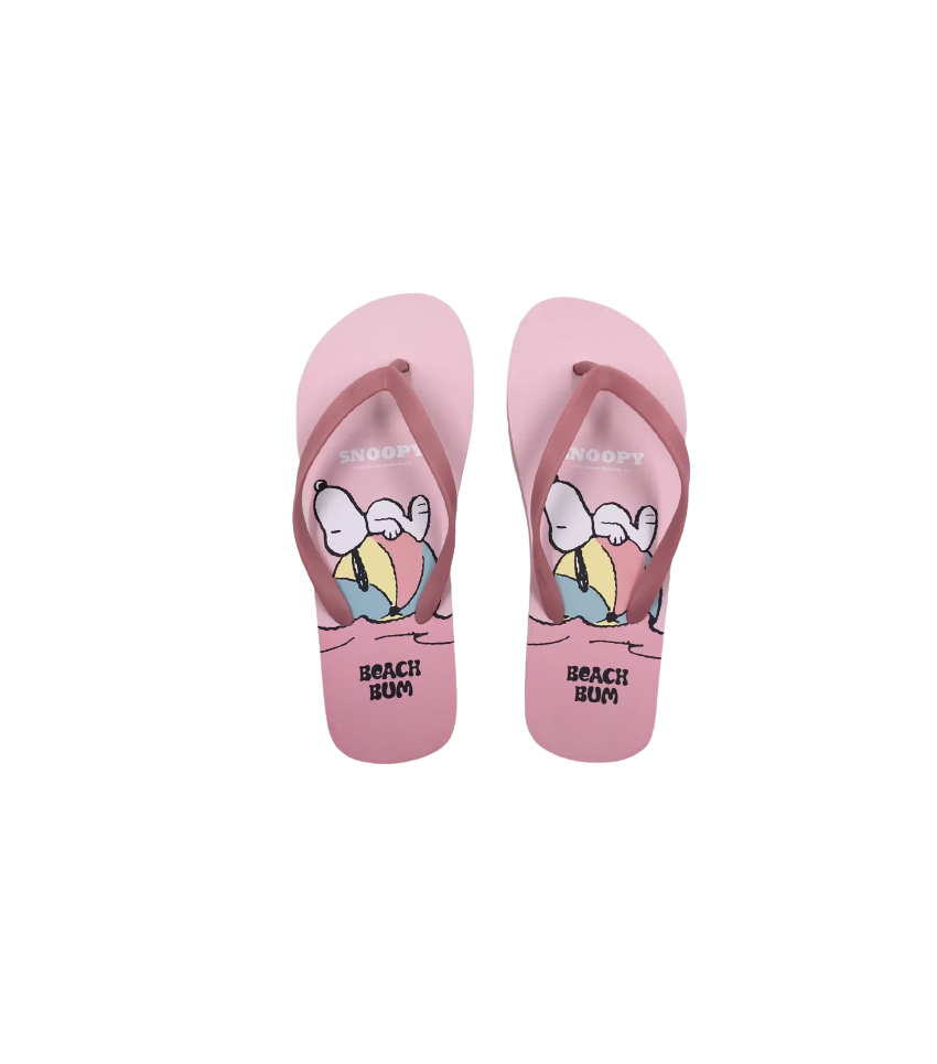 Snoopy Summer Travel Collection Women's Pink Flip-Flops Size 35-36