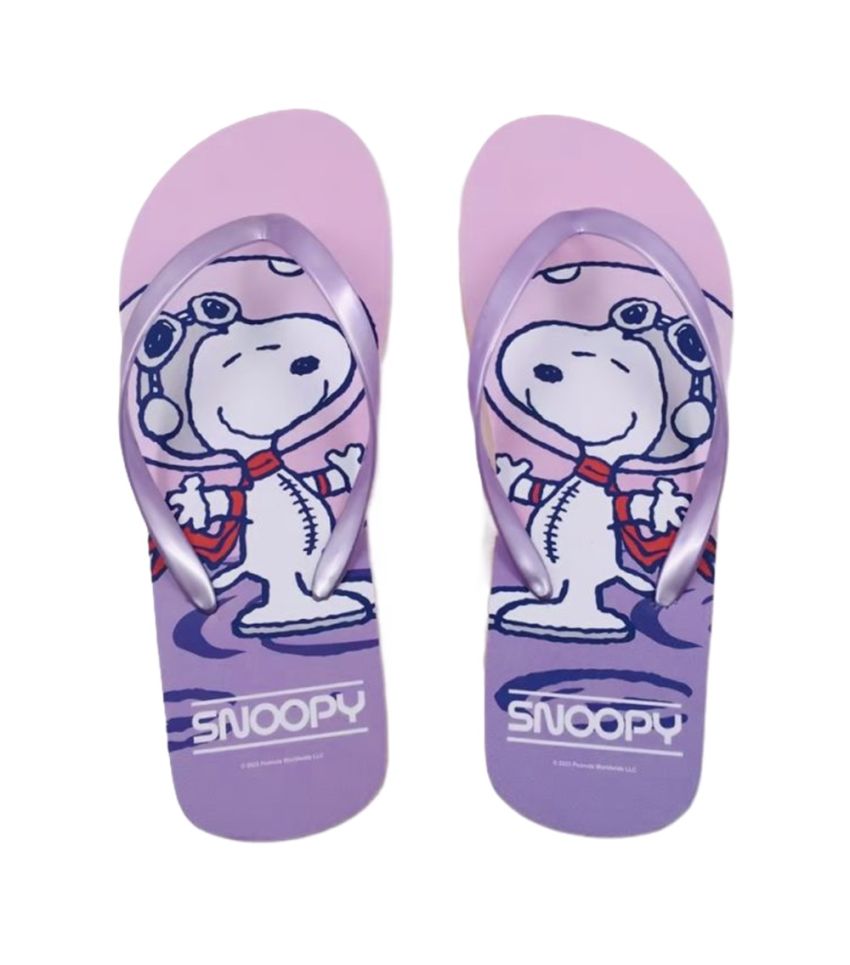 Snoopy The Little Space Explorer Purple Women's Flip Flops Size 35-36