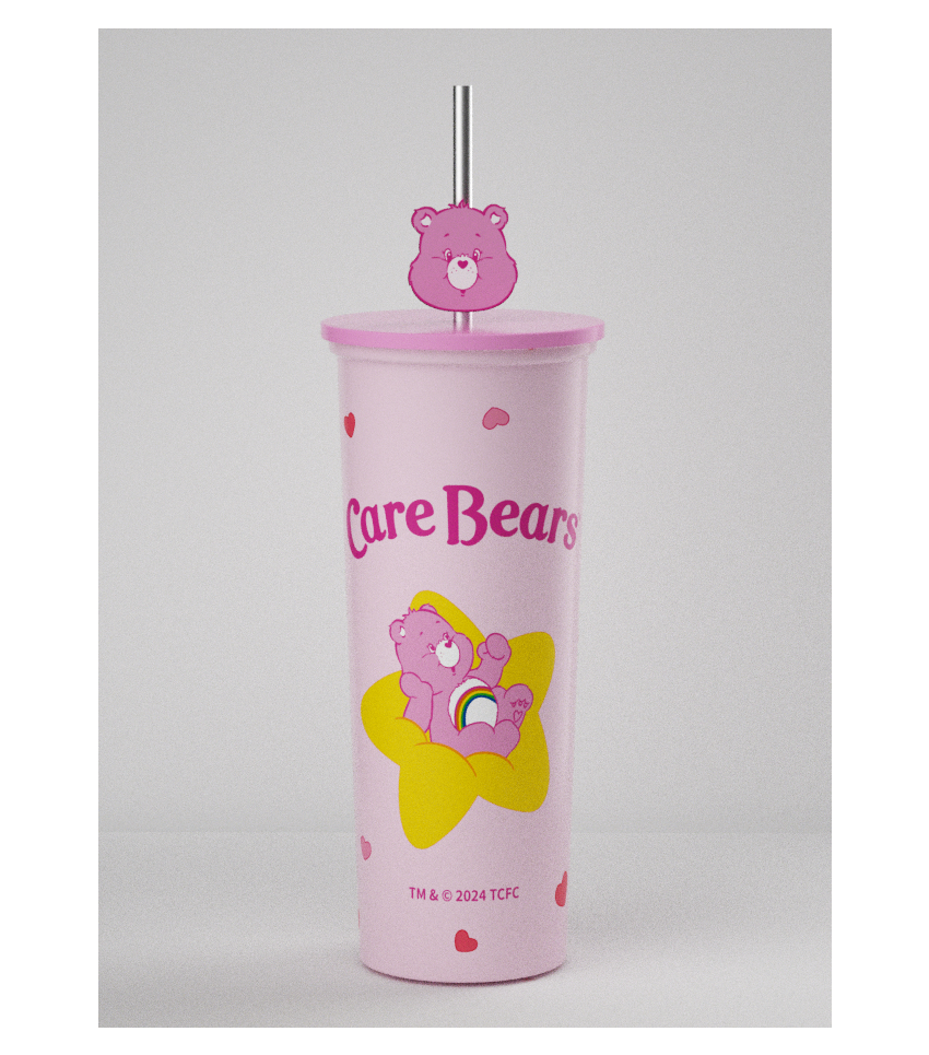 Care Bears Collection Pink Stainless Steel Tumbler with Straw 800ml