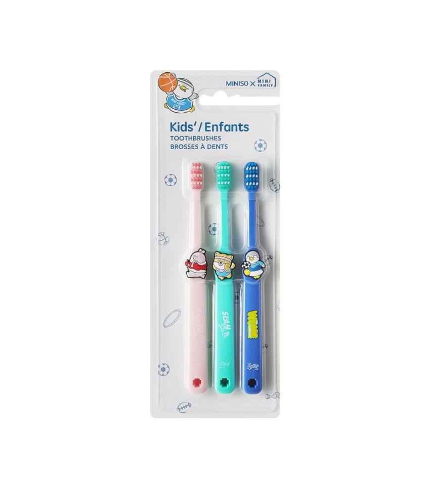 Mini Family Sports Character 3 Pack Kids Toothbrush