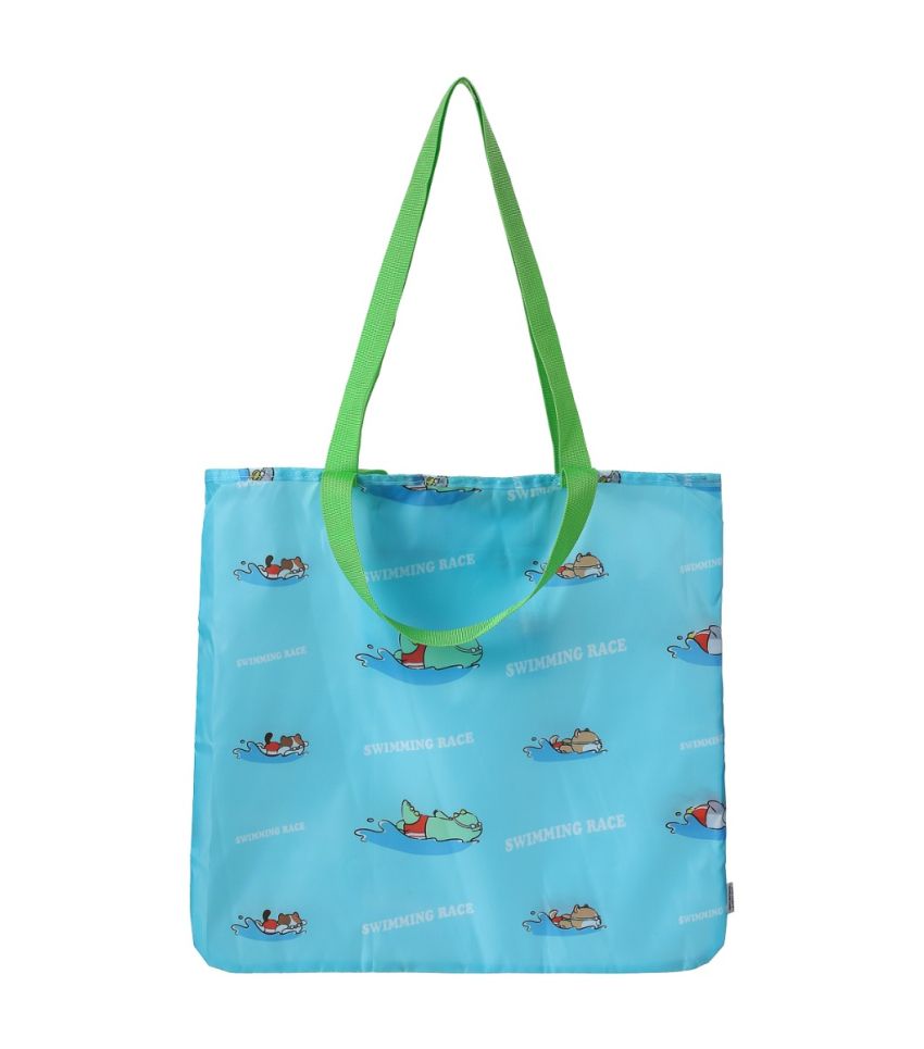 Mini Family Swimming Race Blue Shopping Bag