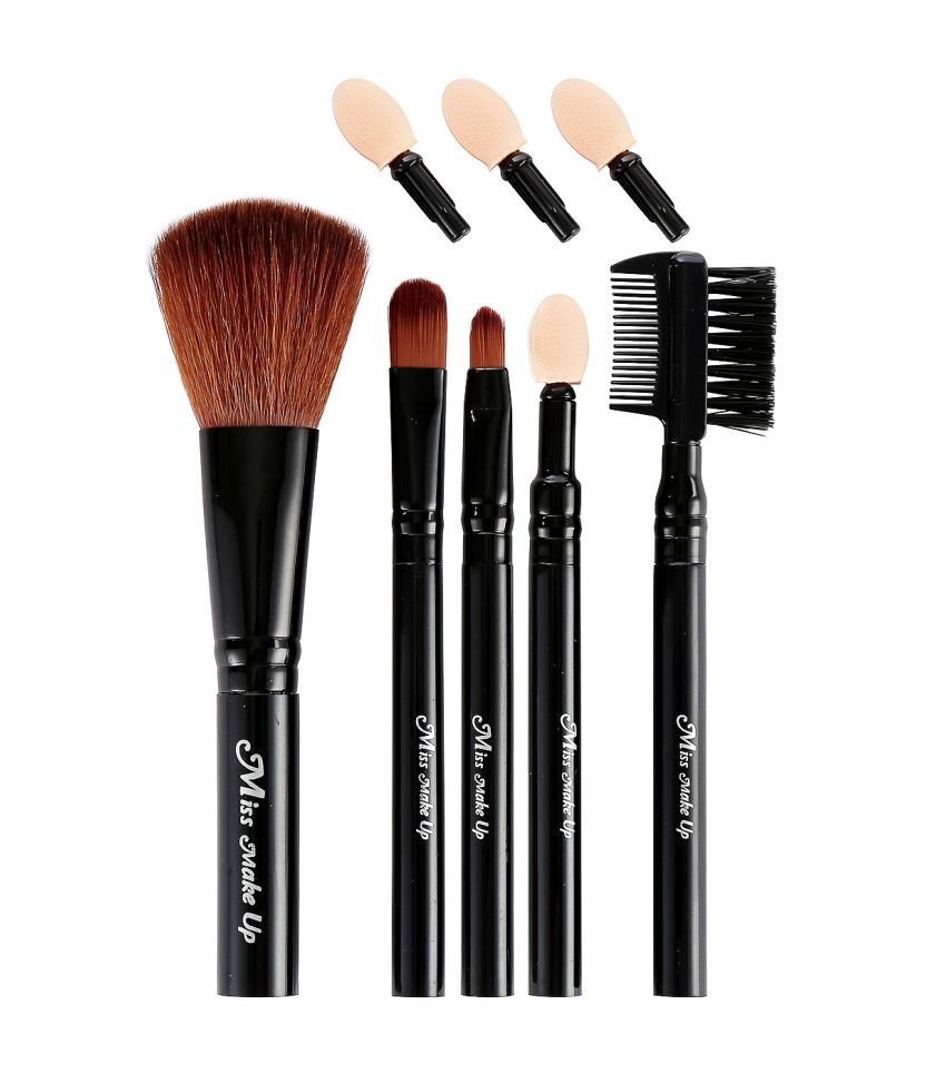 Black 5-Piece Makeup Brush Set with Eyeshadow Applicator Tips
