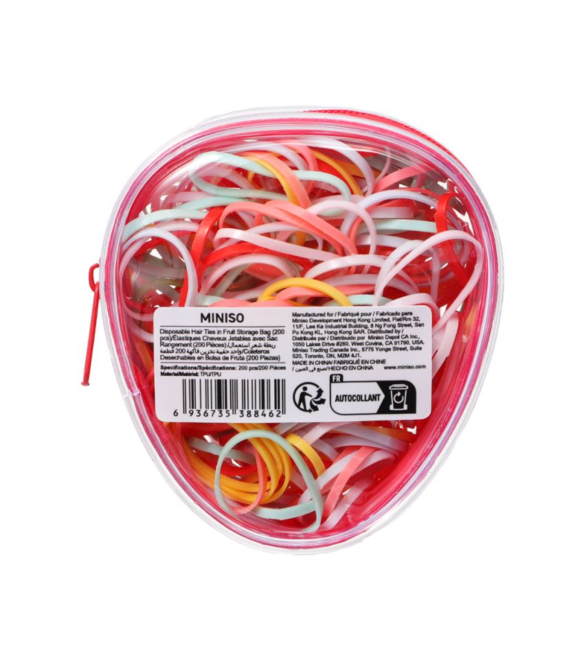 200 Disposable Hair Ties In Fruit Storage Bag