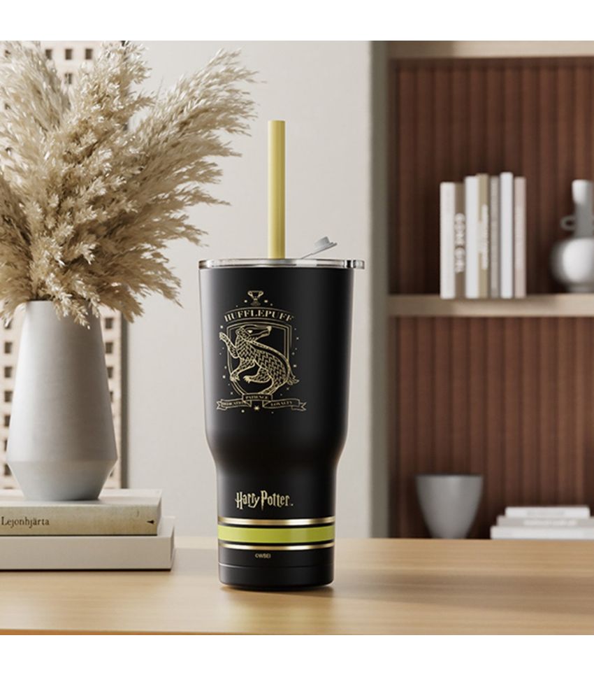 Harry Potter Black Steel Tumbler with Charm & Straw 580ml