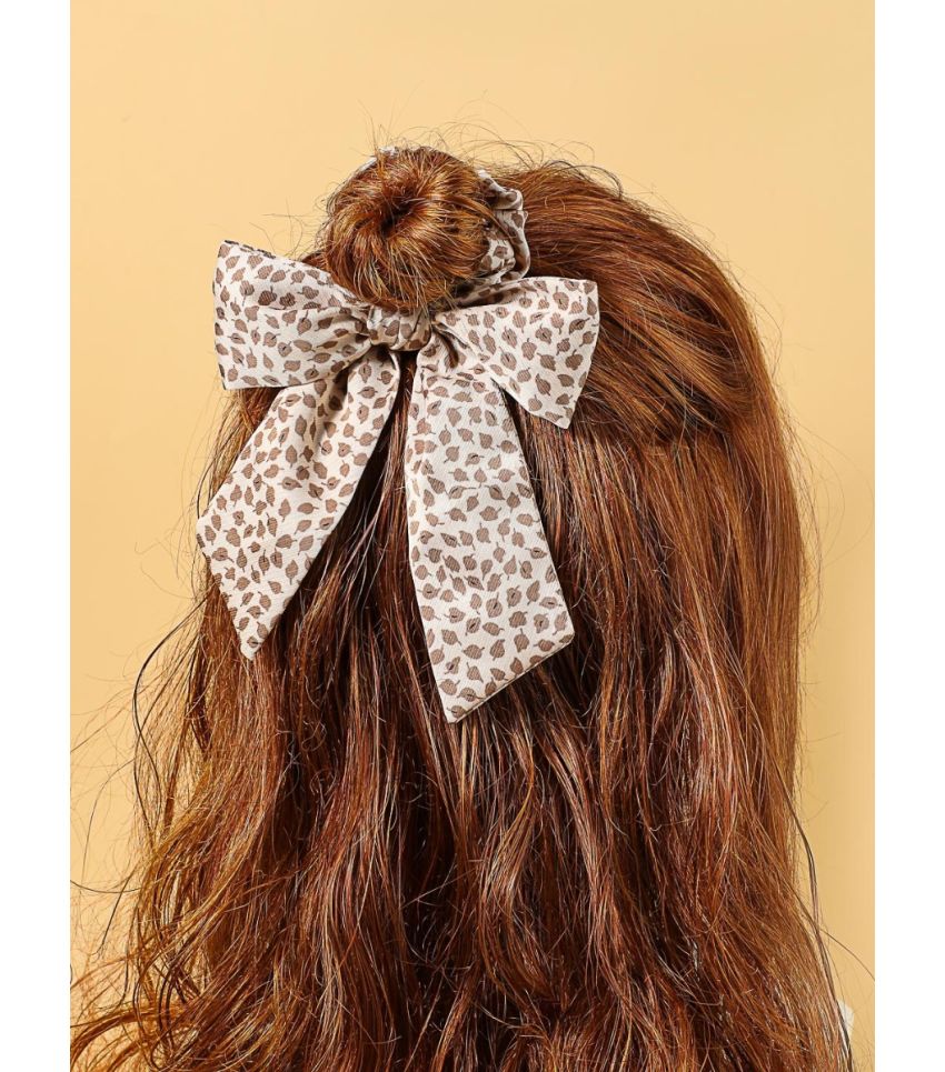 Printed Light Pink Bow - Hair Tie 