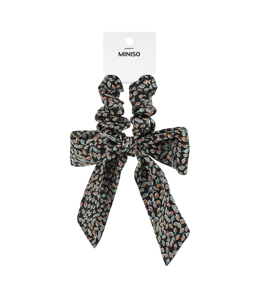 Printed Dark Green Bow - Hair Tie 