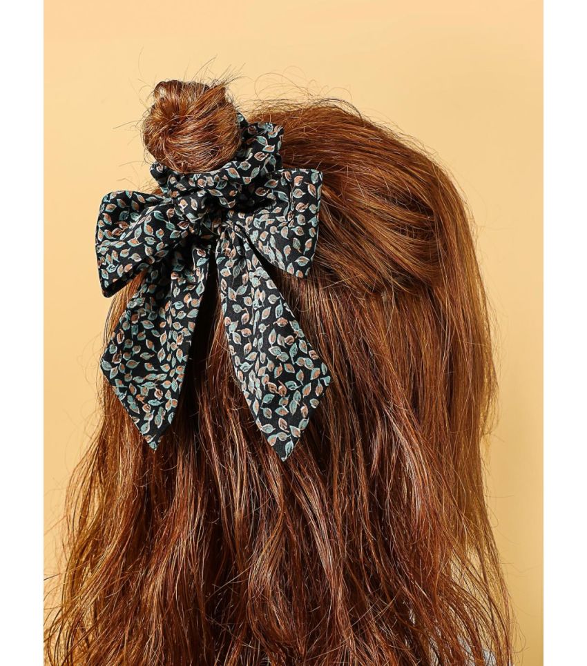Printed Dark Green Bow - Hair Tie 
