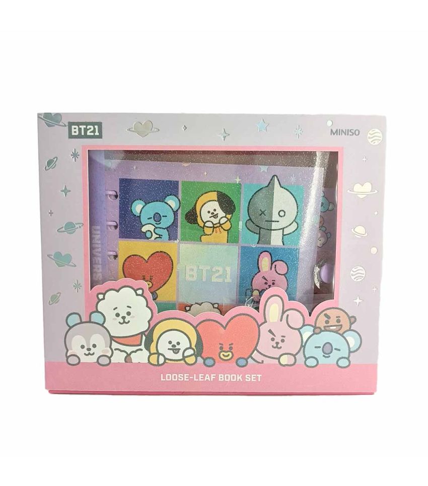 BT21 Collection Purple Stationery Set (80-Sheet Wire-bound Book, Gel Pen, Stickers)