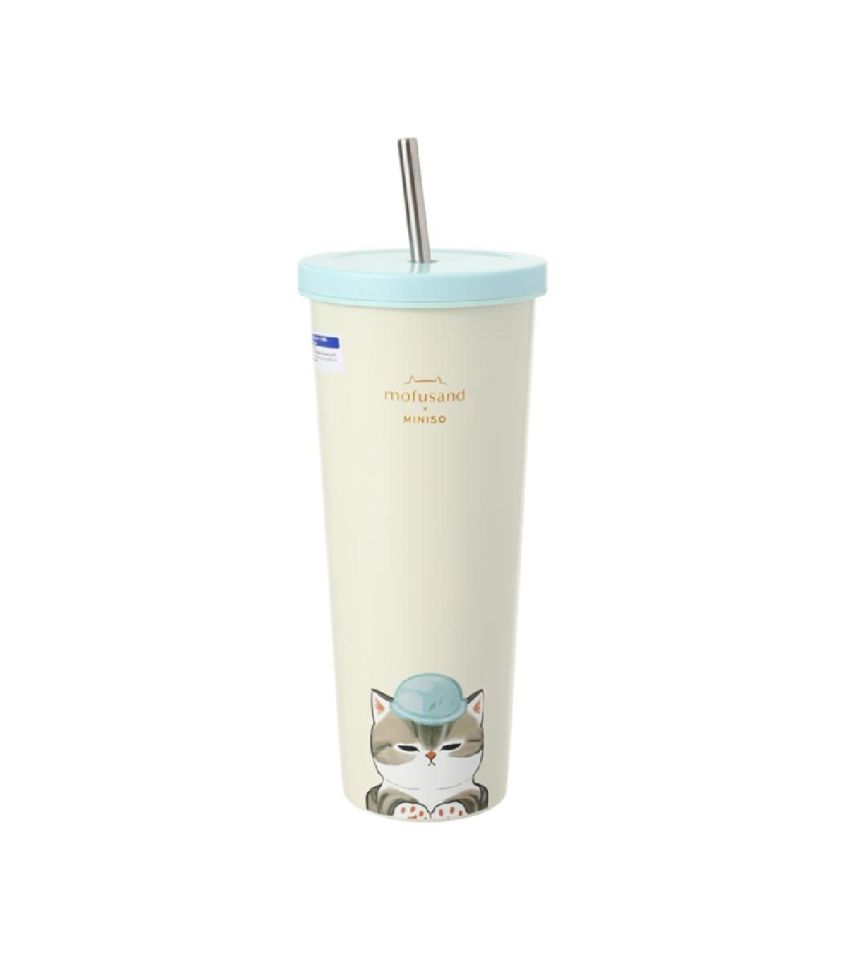 Mofusand Ice Cream Collection Yellow Tumbler & Straw