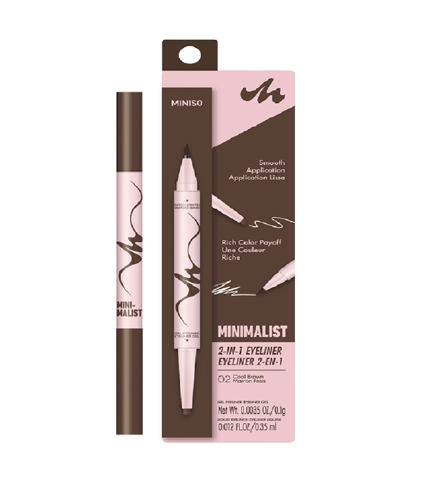 MINISO 2-in-1 Dual Tips Eyeliner Cool Brown 
