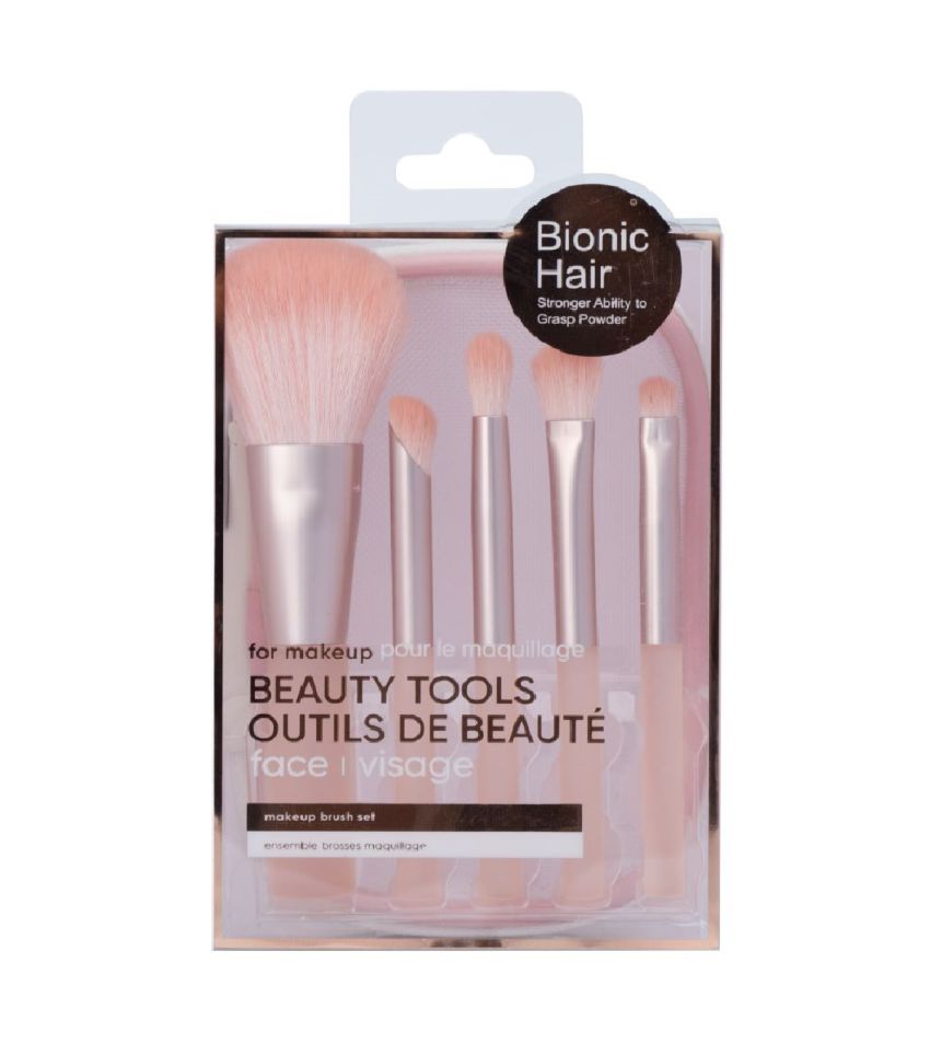 Makeup Brush Set with Storage Bag 5 Pieces Pink