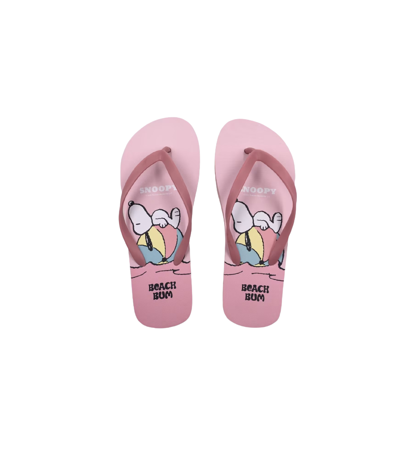Snoopy Summer Travel Collection Women's Pink Flip-Flops Size 35-36