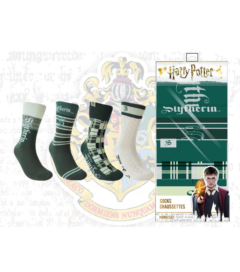 Harry Potter Slytherin 4 Pairs Crew Socks in Box