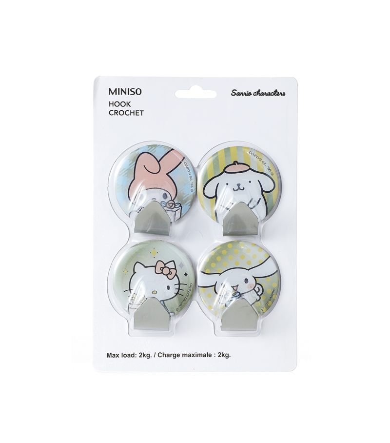 Sanrio Hello Kitty & Friends Characters Round Iron Hooks 4 Piece Set